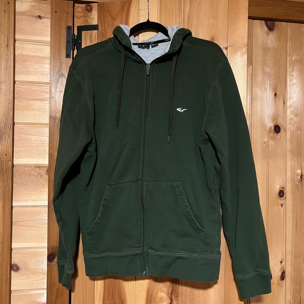 Medium Dark Green Zip Up Everlast Hoodie